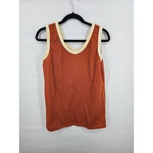 Vintage Pintail Ringer Tank Top Mens XL Burnt Orange Cream Made in USA Retro